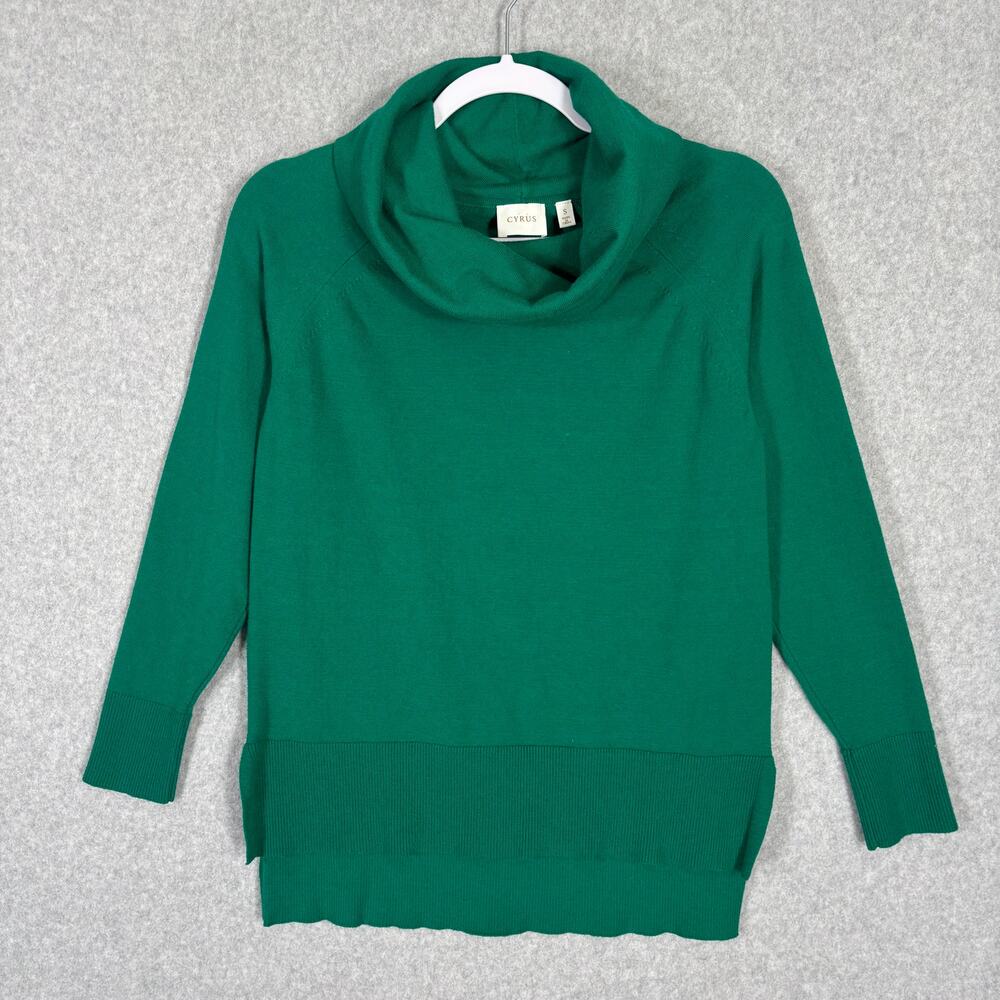 Cyrus Cowl Turtleneck Sweater Small Green Thin Career Church Classic Kelly